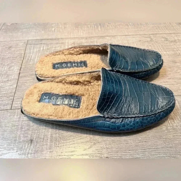 M. GEMI The Felize Shearling Mule - Navy Size 7.5 - Picture 7 of 8